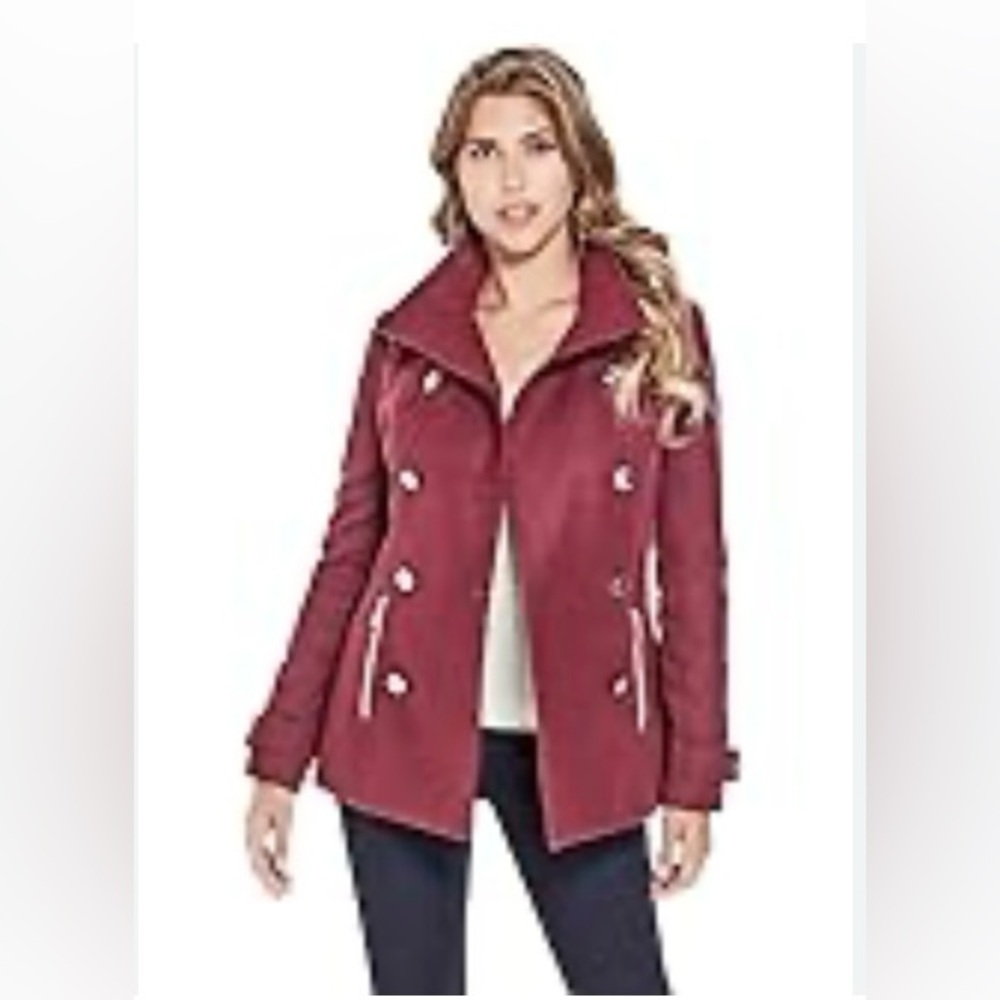 G by GUESS Women's Pamela Double-Breasted Coat / Size LG/ Color Wine
